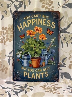 Schultz Blue Garden Sign with Orange Flowers and Butterflies